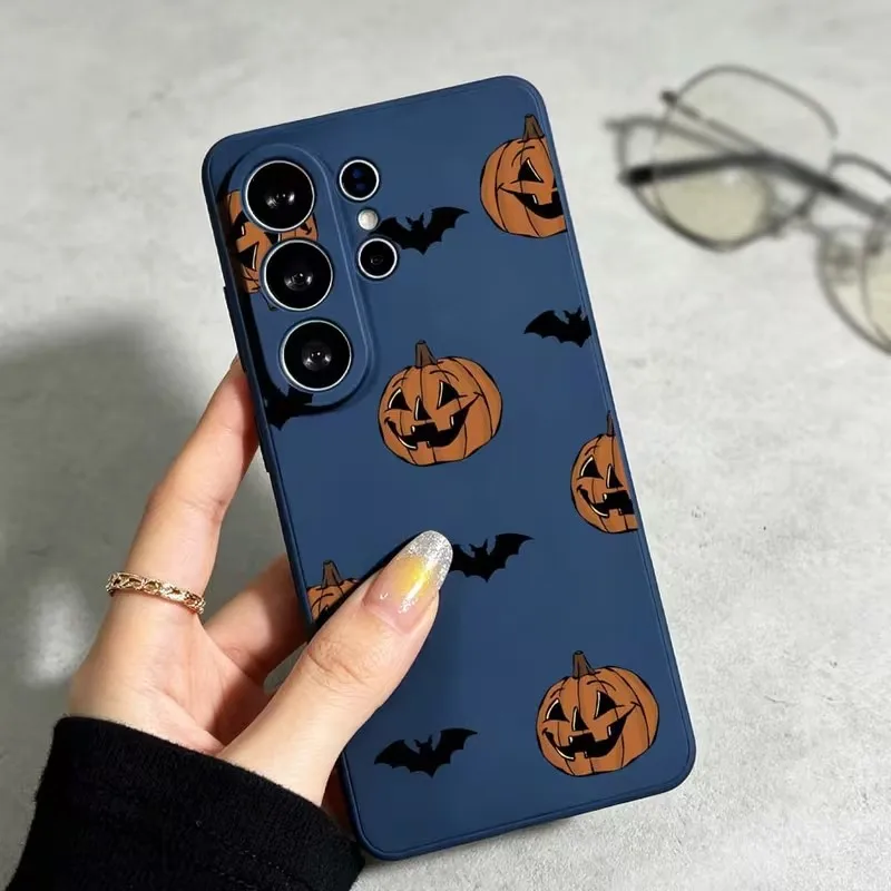 Halloween Pumpkin Bat Pattern TPU Phone Case Cover