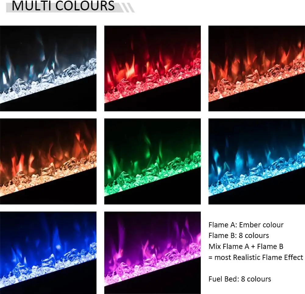 Austin in Wall Recessed & Wall Mounted Electric Fireplace (72") 5.78"D X 72"W X 18.91"H MULTI FLAME COMBINATIONS 4