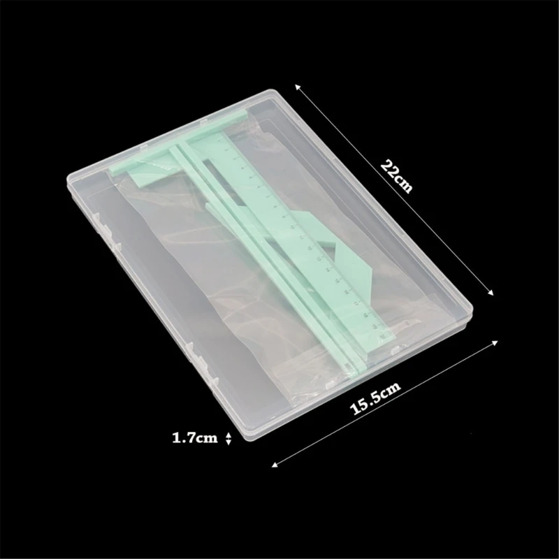 Multifunctional Bookbinding Ruler Set Includes L Ruler, T Ruler, Spacing Guide, Corner Cutting Square and Carrying Case