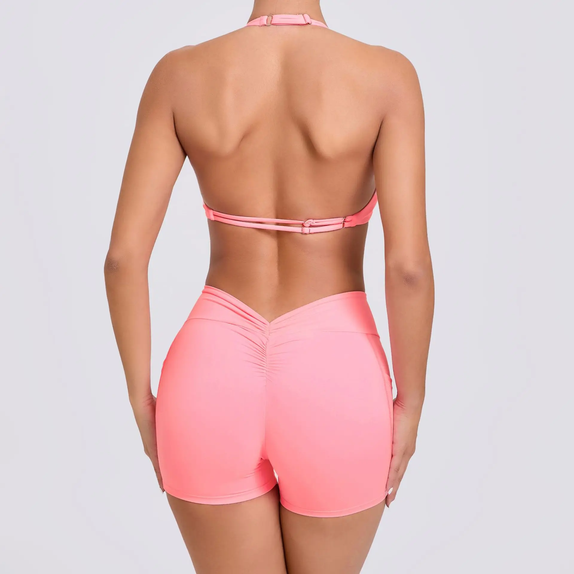 Gym Set Women Sportwear Push Up Sport Bra Shorts Outfit 2024 Fitness Clothing Yoga Clothes Summer Sportswear Activewear Navy Red