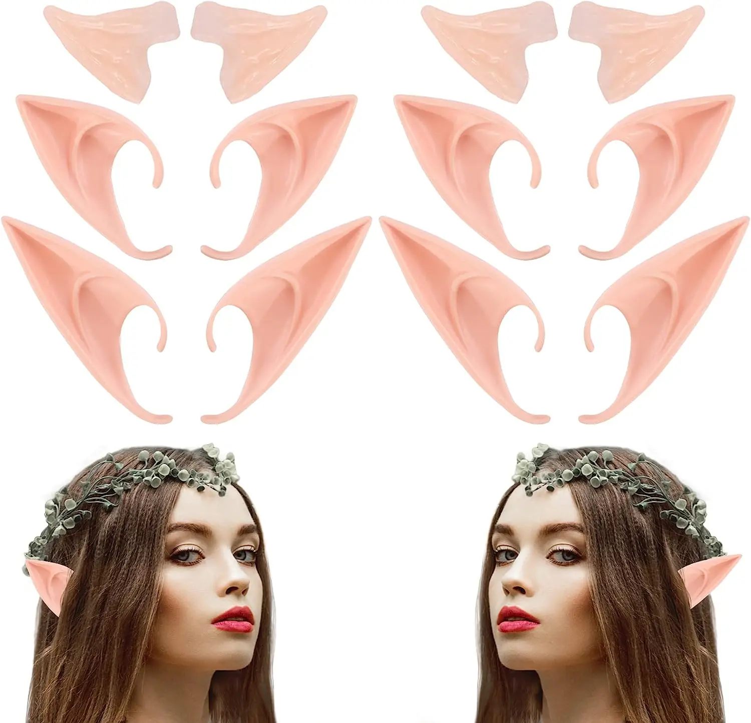

Cosplay Fairy Pixie Elf Ears -Soft Pointed Tips Anime Party Dress Up Costume Masquerade Accessories for Halloween Christmas Part