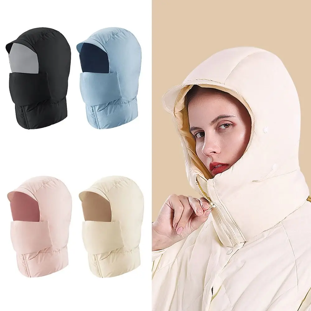 

Cold-proof Winter Hat Fashion 3 In 1 Windproof Hat Scarf Solid Color With Full Face Earflap Hat Women