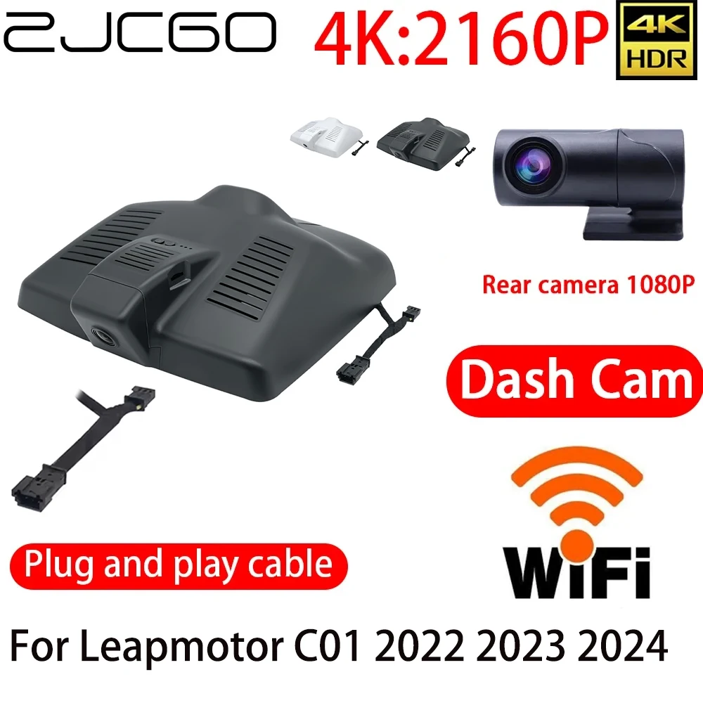 

ZJCGO 4K Car DVR Dash Cam Wifi Front Rear Camera 24h Monitor For Leapmotor C01 2022 2023 2024