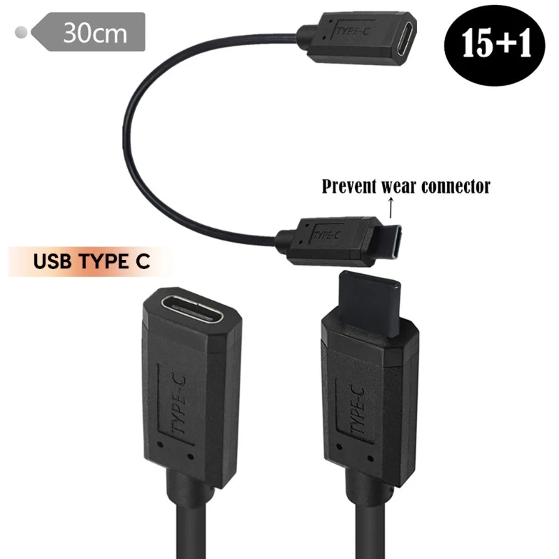 

Антистатическая тестовая линия USB C TypeC между мужчиной и женщиной, кабель для передачи данных USB3.1, 10 Гбит/с, быстрый