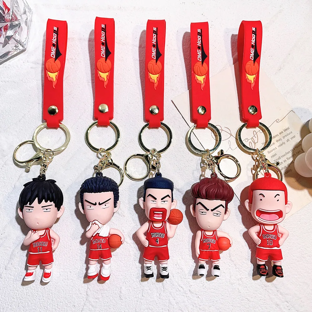 

Cartoon Anime New Kawaii Japan Slam Dunk Sakuragi Hanamichi Keychains PVC Model Pendant Keyrings Figure Key Toys Gifts