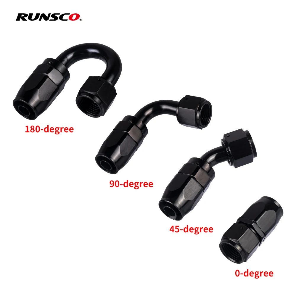 

4/6/8/10/12 AN Hose Ends Fitting Aluminium Black AN Fittings Adapter Oil Fuel Pipe Reusable Fitting End 0/45/90/180 Degree