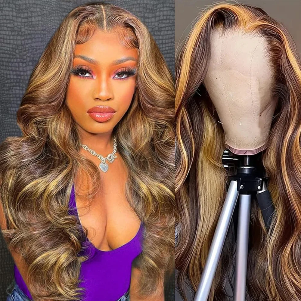 

13x4 Blonde Body Wave Lace Front Wig HD Transparent 13x6Preplucked Ombre Human Hair Wigs Highlight Body Wave Lace Frontal Wig
