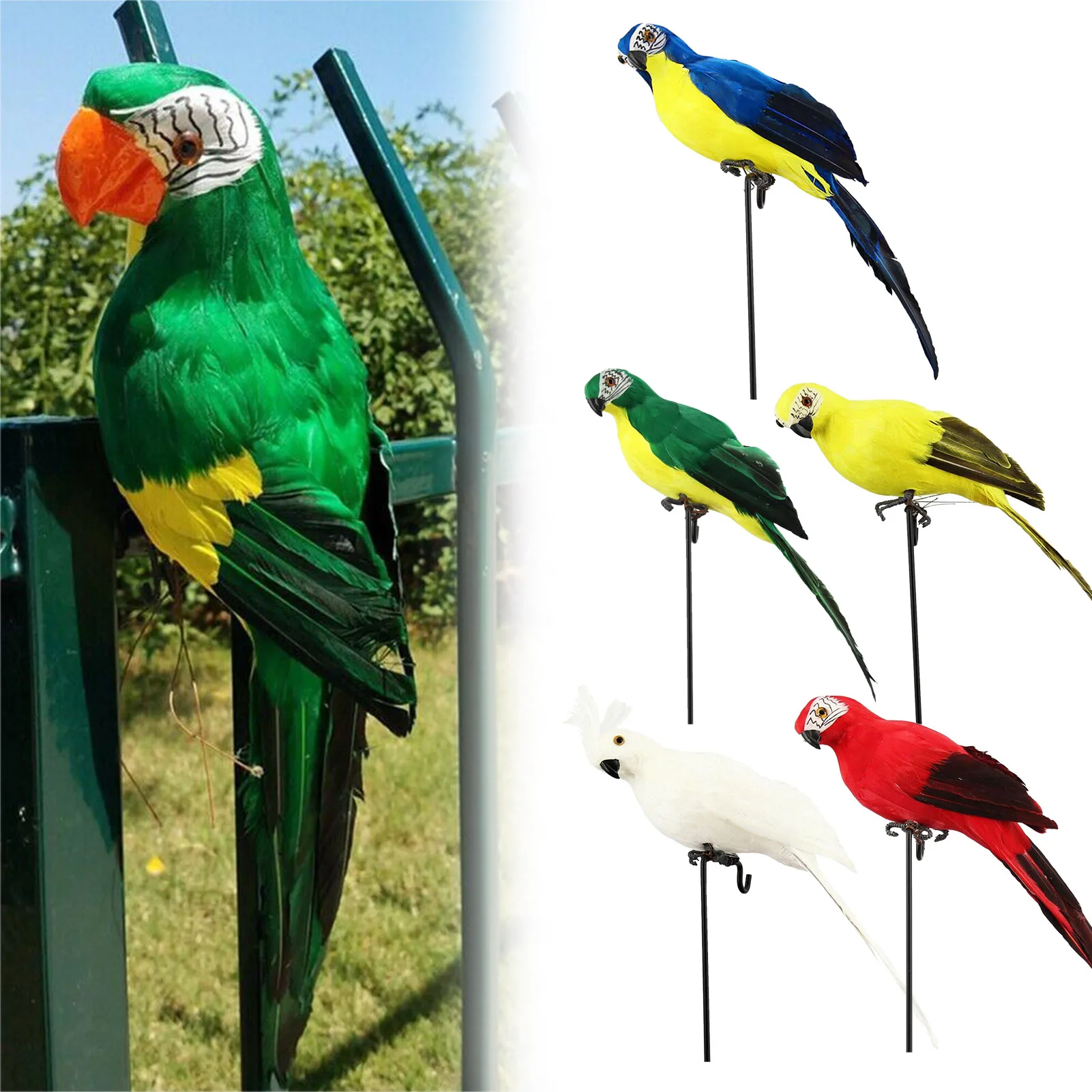 

Simulation Parrot Foam Feather Artificial Birds Model Figurines Home Outdoor Garden Yard Decorations 25cm/9.84inch