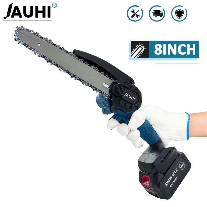 

JAUHI 8 Inch Electric Chain Saw Handheld Portable Chainsaw Tree Wood Cutter Pruning Garden Power Tools For Makita 18V Battery