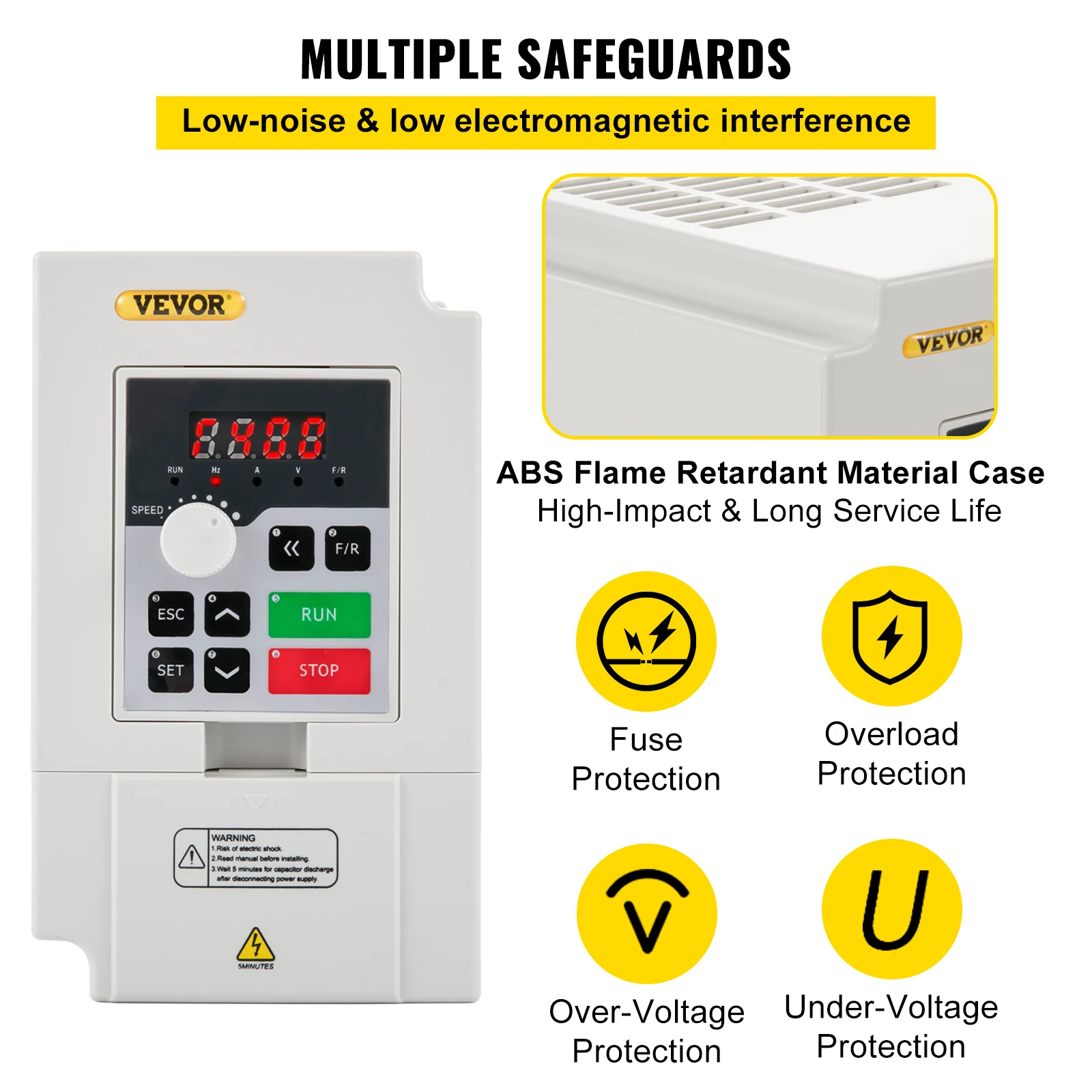 SucceBuy 2.2/3/4/7.5KW VFD Frequency Inverter 110V/220V 1/3P Input 3P Output Variable Frequency Drive CNC Motor Converter