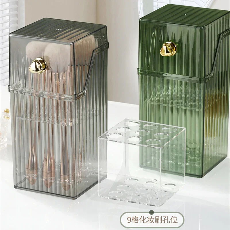 Description Picture 4 of itemClear Cosmetic Brush Storage Box Desktop Makeup Brushes Holder with Lid Large Capacity Eyebrow Pencil Cosmetics Tools Organizer