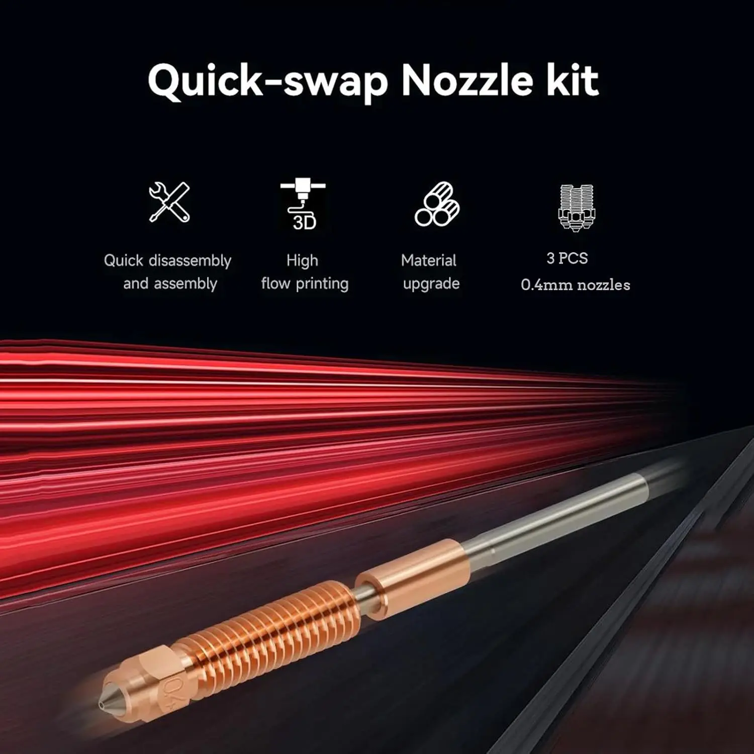 Ugello 0.8mm Per Stampanti 3D Creality K1C, Ender 3 V3 | Quick-Swap, High Flow, Lega Di Titanio | Per Stampa Ad Alta Velocità - Foto 6