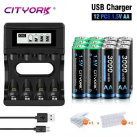 CITYORK 1.5V AA Li ion Rechargeable Battery 3000mWh 1.5 V AA Lithium ion Rechargeable Batteries With1.5V AA AAA Battery Charger 1