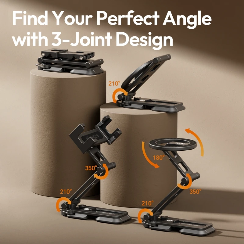 Ulanzi SK29 Foldable Phone Stand Magnetic / Phone Clamp Selfie Stick Desktop Stand Tripod 360° Rotation for Vlog Livestreaming