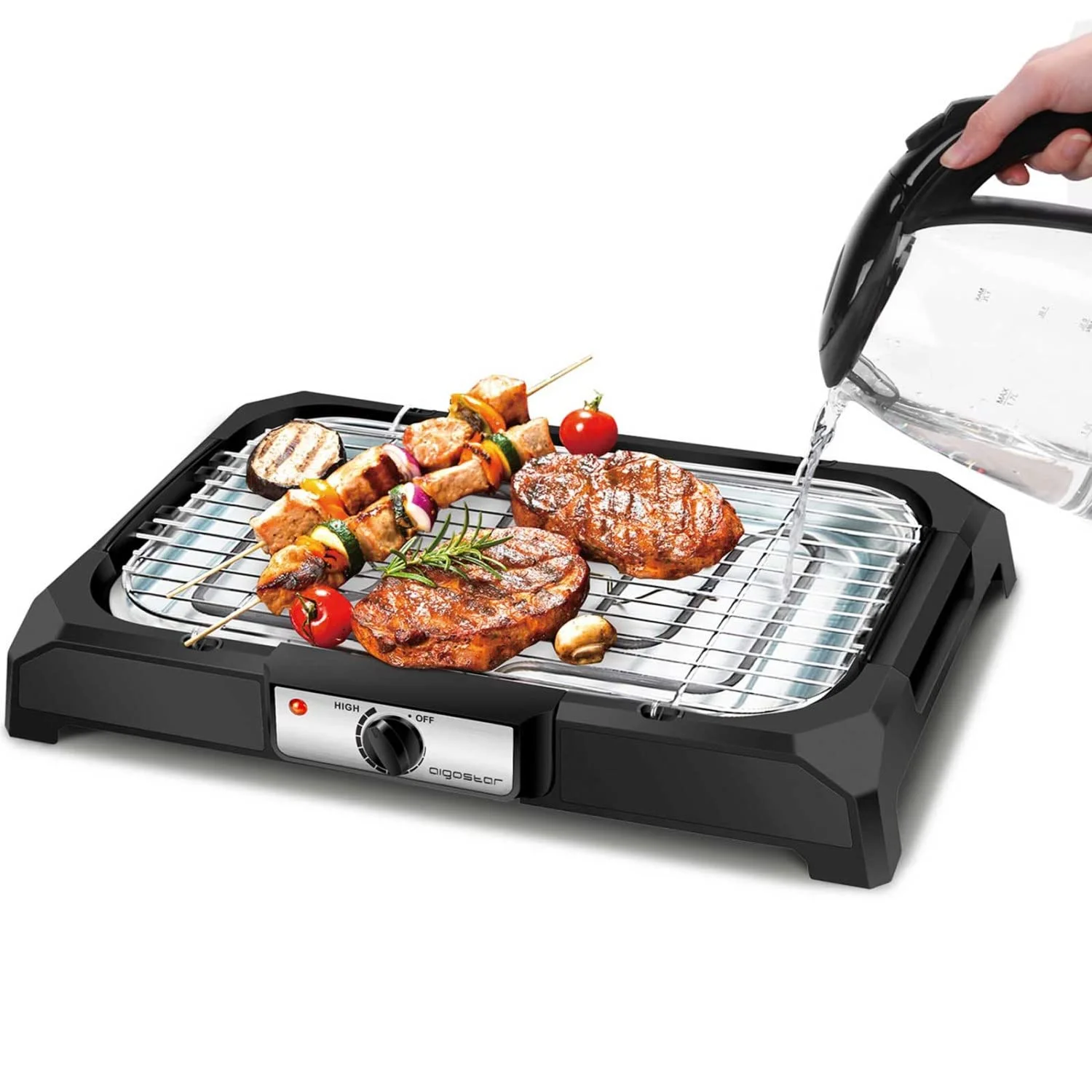 Sportman Trekken Oost Aigostar Lava 31LDQ Electric BBQ, Grill, 2000W, grease tray, water use:  prevent fumes, indoor use, thermostat, non-stick surface - AliExpress