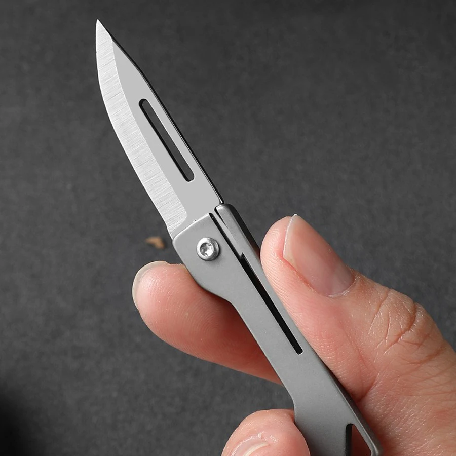 Titanium alloy Outdoor Utility Knife Mini Folding Knife Portable Pocket for Express Delivery Box Opening Tool