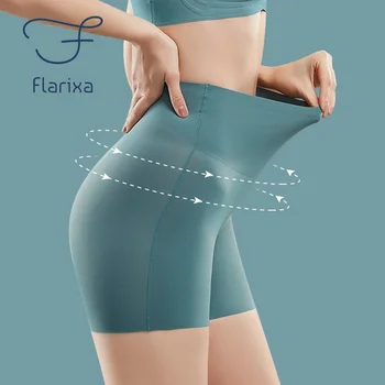 Flarixa-여성용 이음매 없는 반바지, 안전 바지, 하이 웨이스트, 대형 아이스 실크 팬티, 마찰 방지 스커트 반바지