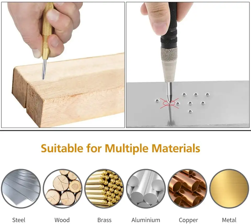 Automatic Center Punch Automatic Metal Punch Tool Woodworking Tools Loaded Marker Wood Chisel Joinery Carpenter Tool image 4