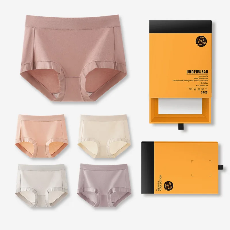 

3Pcs Cotton Women's Panties Mid-High Rise Female Underwear Underpants Briefs M-2XL High Elastic Soft Sexy Comfortable Lingerie