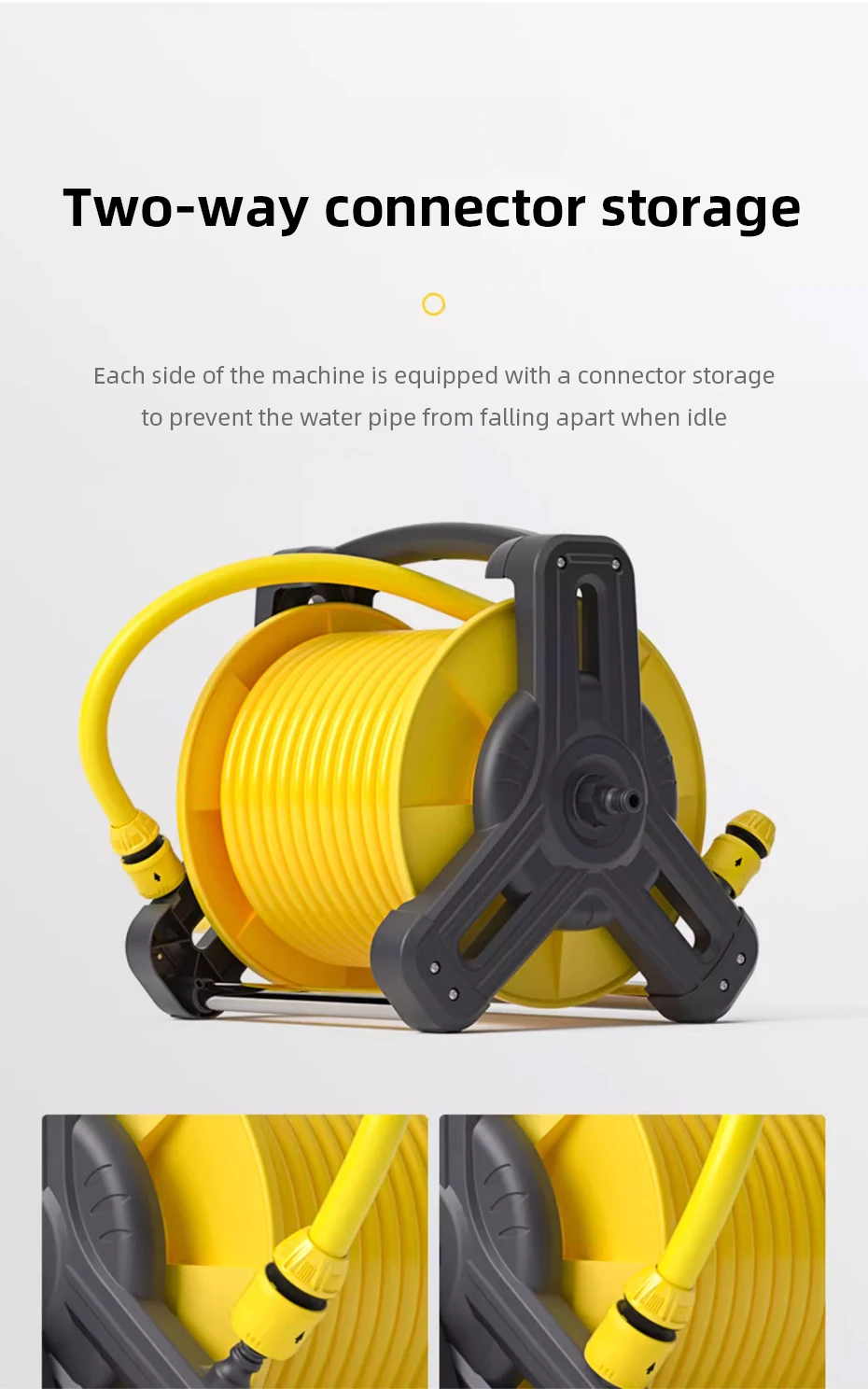 Portable Garden Hose Reel Wall-Mounted Water Hose Rack with 10M/15M Hose Retract