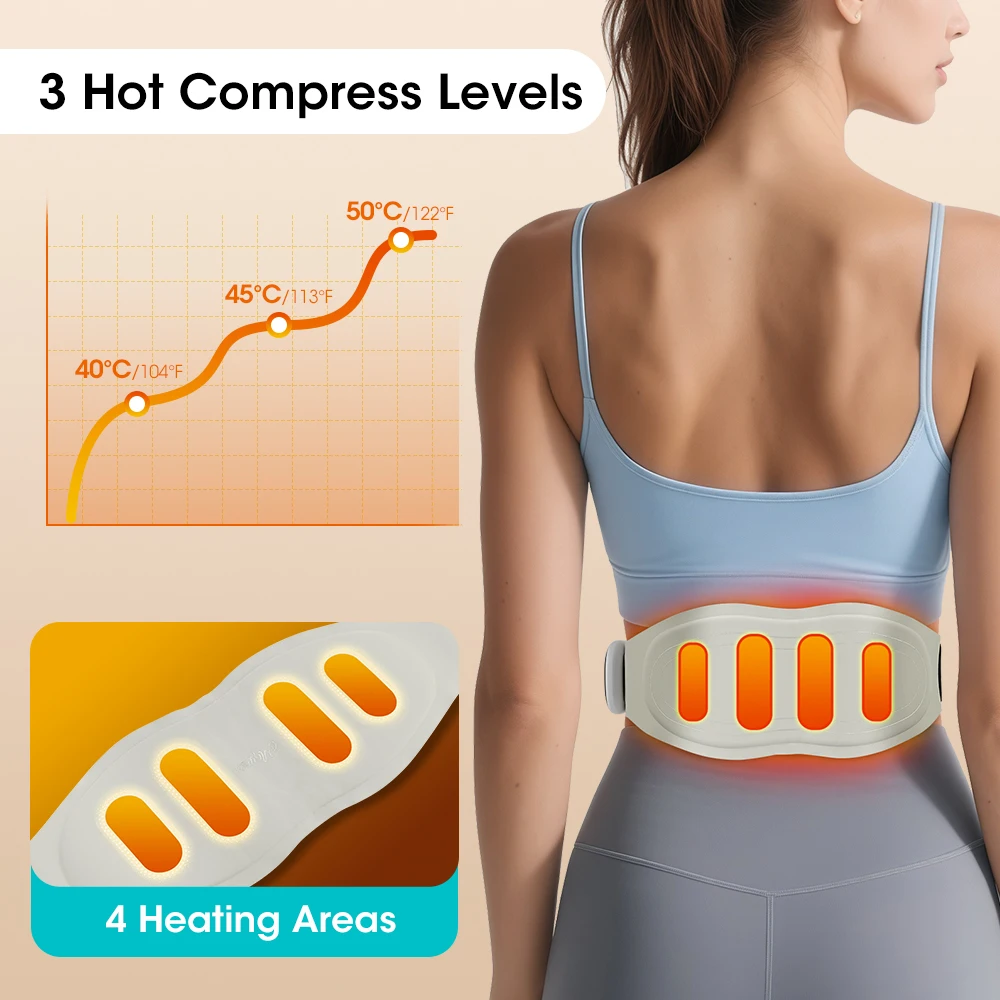New Lycra Electric Heating Waist Massage Belt 8 Mode 9 Level Hot Compress Massag