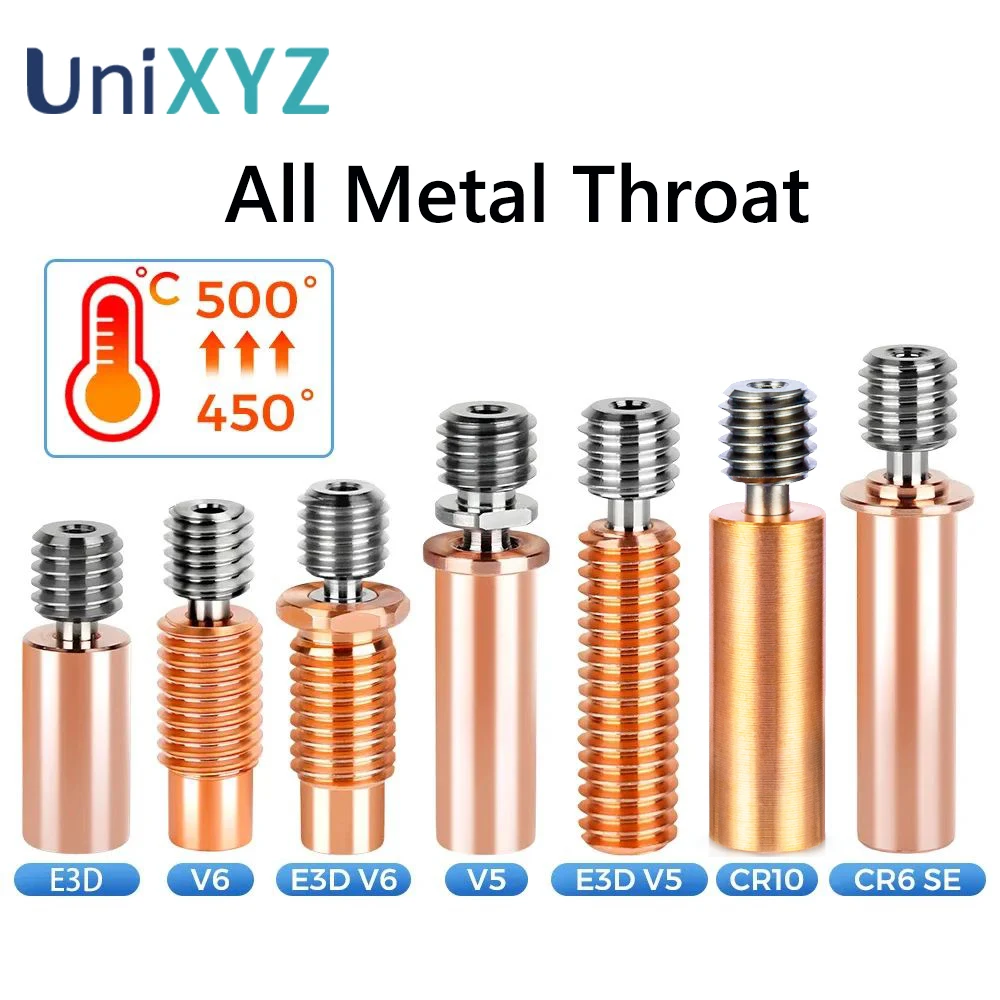 

500℃ Upgraded E3D V6 CR10 Titanium Alloy Bi-metal Throat Copper Plated Throat Tube For E3D V5 CR10S CR6 SE 3D Printer Parts