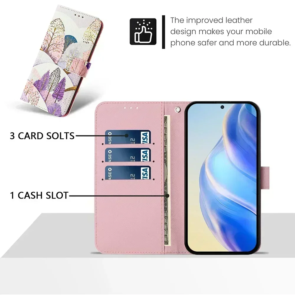 Cute Owl & Floral Butterfly Printed Flip Leather Wallet Phone Case