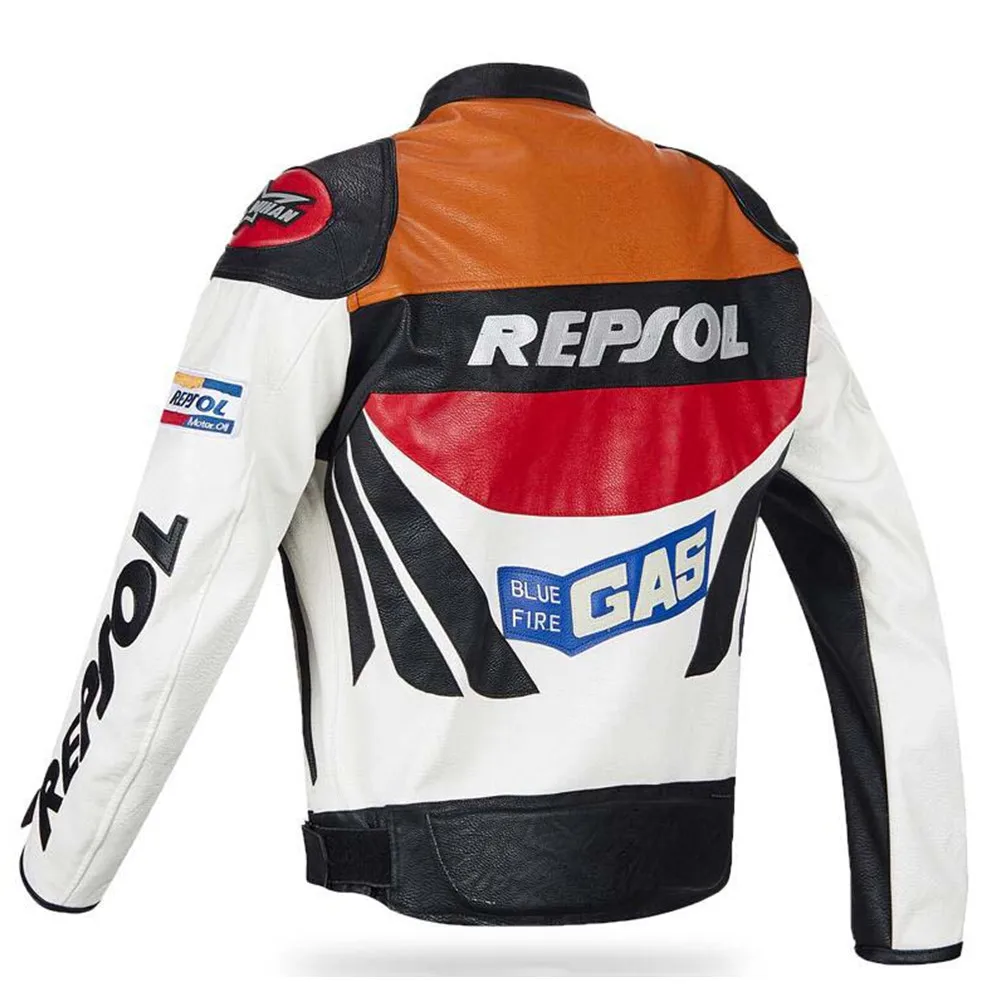 DUHAN Moto GP Motorcycle REPSOL Racing Leather Jacket VS02 Orange Blue M L XL XXL 3XL Good Pu Leahter Made High Quality Top Serv