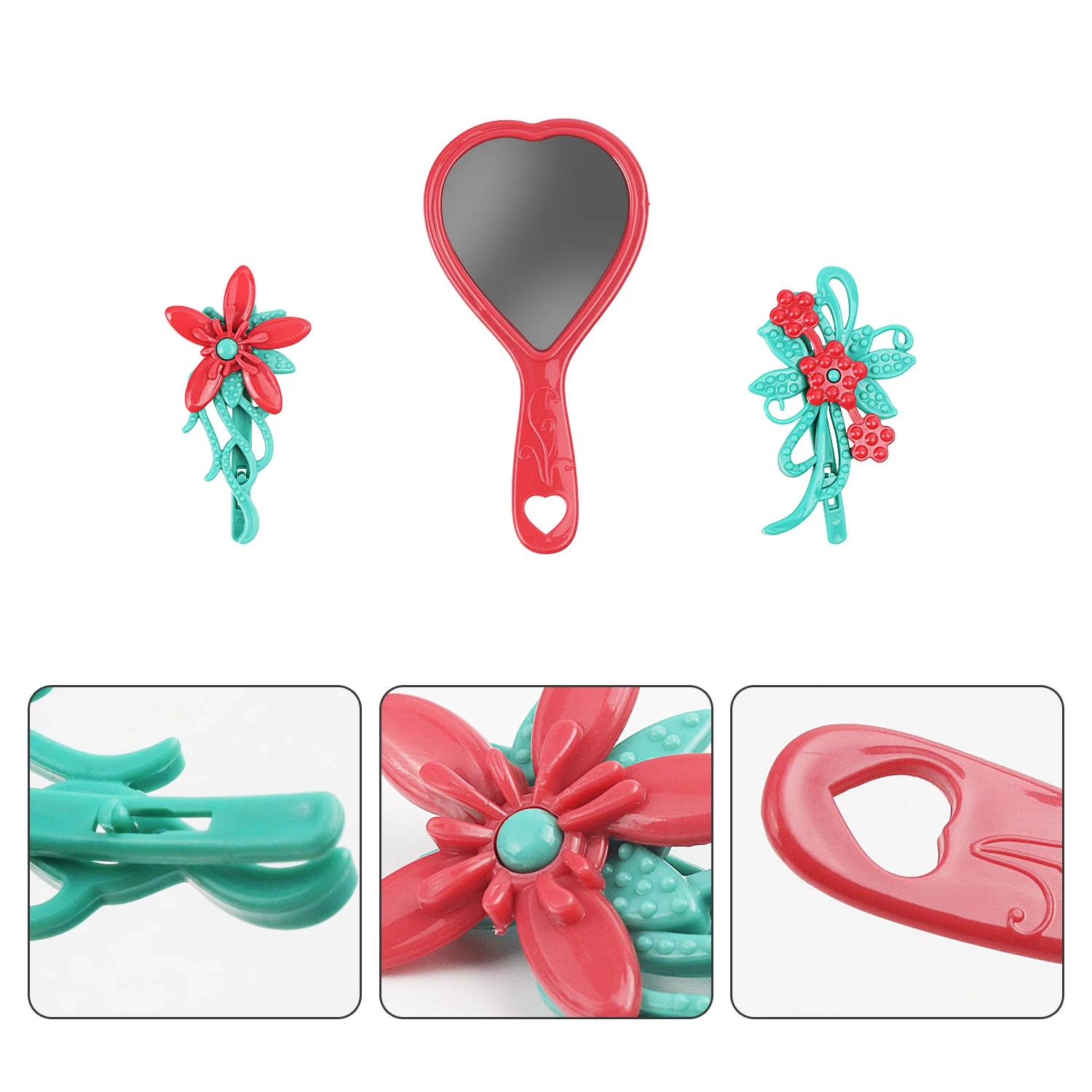 6pcs/1set girl grooming accessories, hair clip set, handbag, interactive puzzle, and dressing up toys