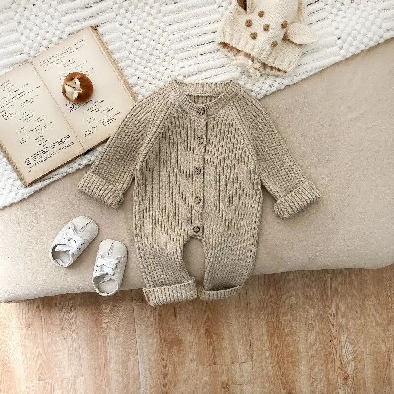 Solid Knit Cotton Baby Romper 5