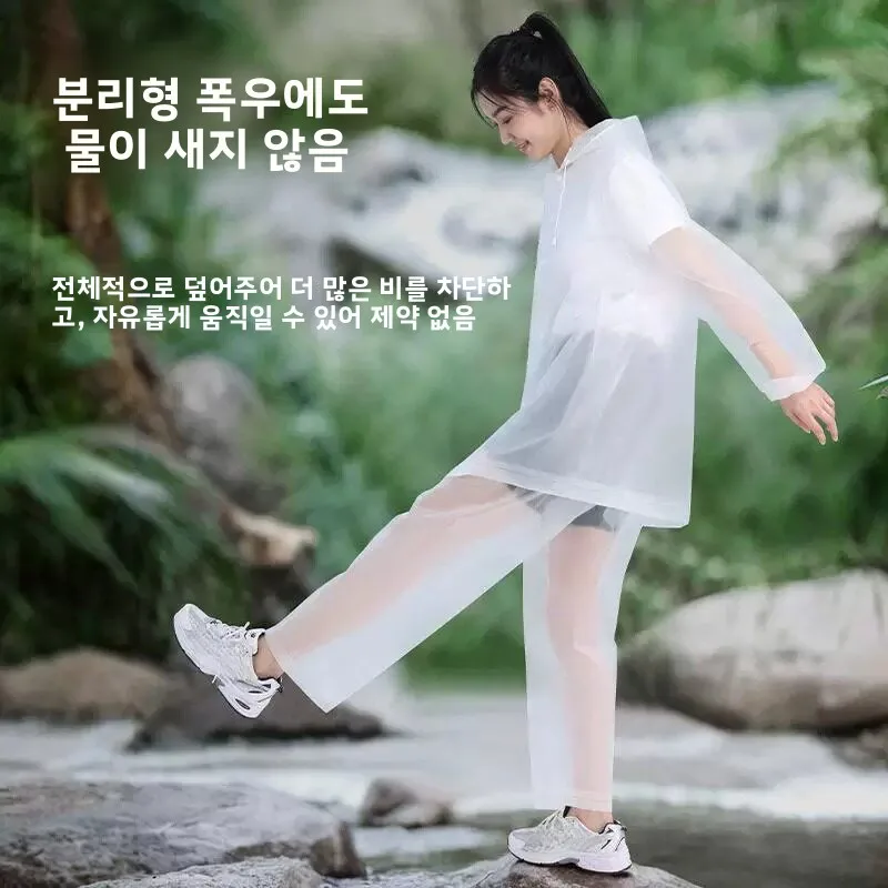 남성, 여성, 어린이용 두꺼운 방수 레인코트와 바지 세트, 물놀이용, 폭우에도 전신 보호
