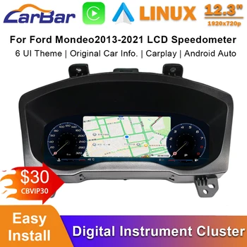 Panel de Instrumentos Digital LCD Carbar para Ford Mondeo 2013-2021, Velocímetro, CarPlay/Android Auto Inalámbrico 1