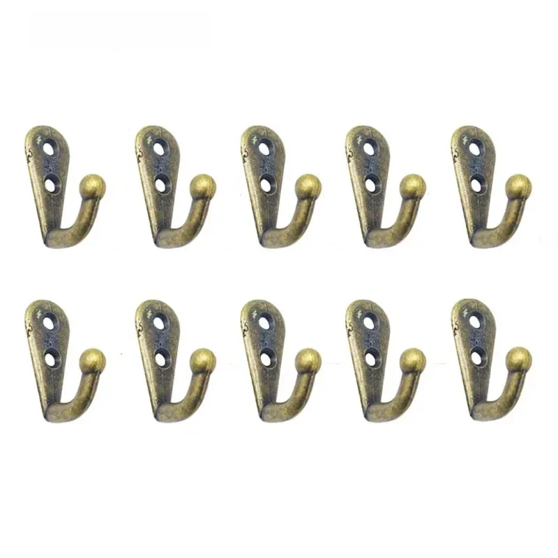 Wall clothes hook 10pcs Vintage Wall Mounted Single Prong Hook Retro Mini Size Bronze Hangers for Clothes Keys Hat Towel Robe Bathroom