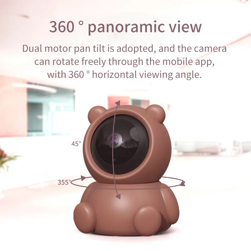 2MP 1080P WiFi Camera IP PTZ Camera Wireless Home Security Camera Indoor IR Night Vision Surveillance YCC365 Bear Set Camera 6
