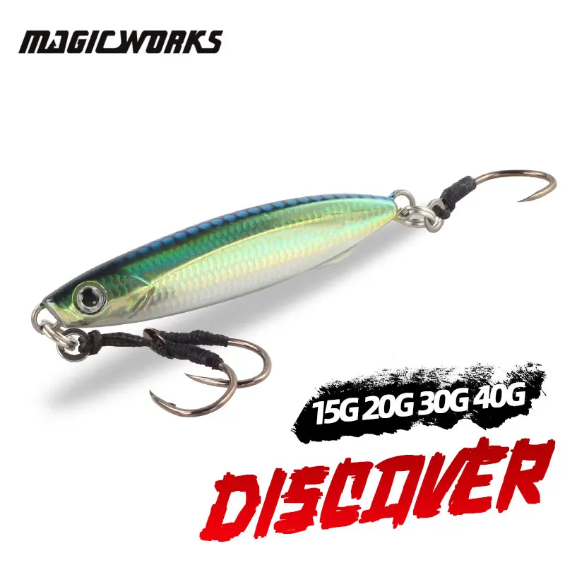 

Magic Works Fishing Supplies New Jig Sea Fishing Lures 15G 20G 30G 40G Fishing Things Fake Fish Baits Metal Jig Fishing Baits