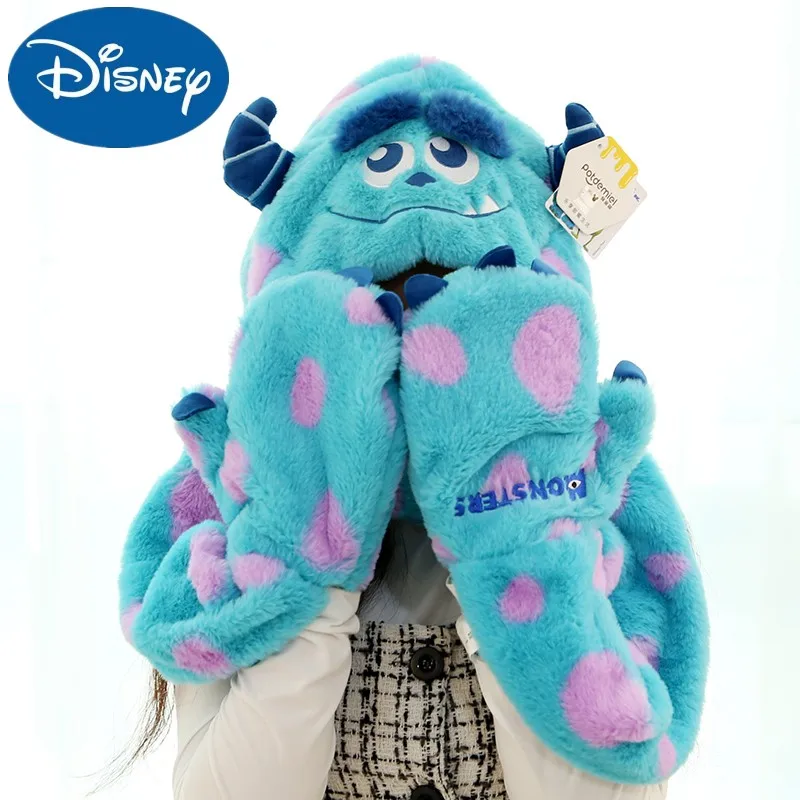 

Оригинальные детские игрушки Disney Monster, плюшевая шапка, шарф, перчатки, кукла «Три в одном», мягкие игрушки с животными, теплые подарки