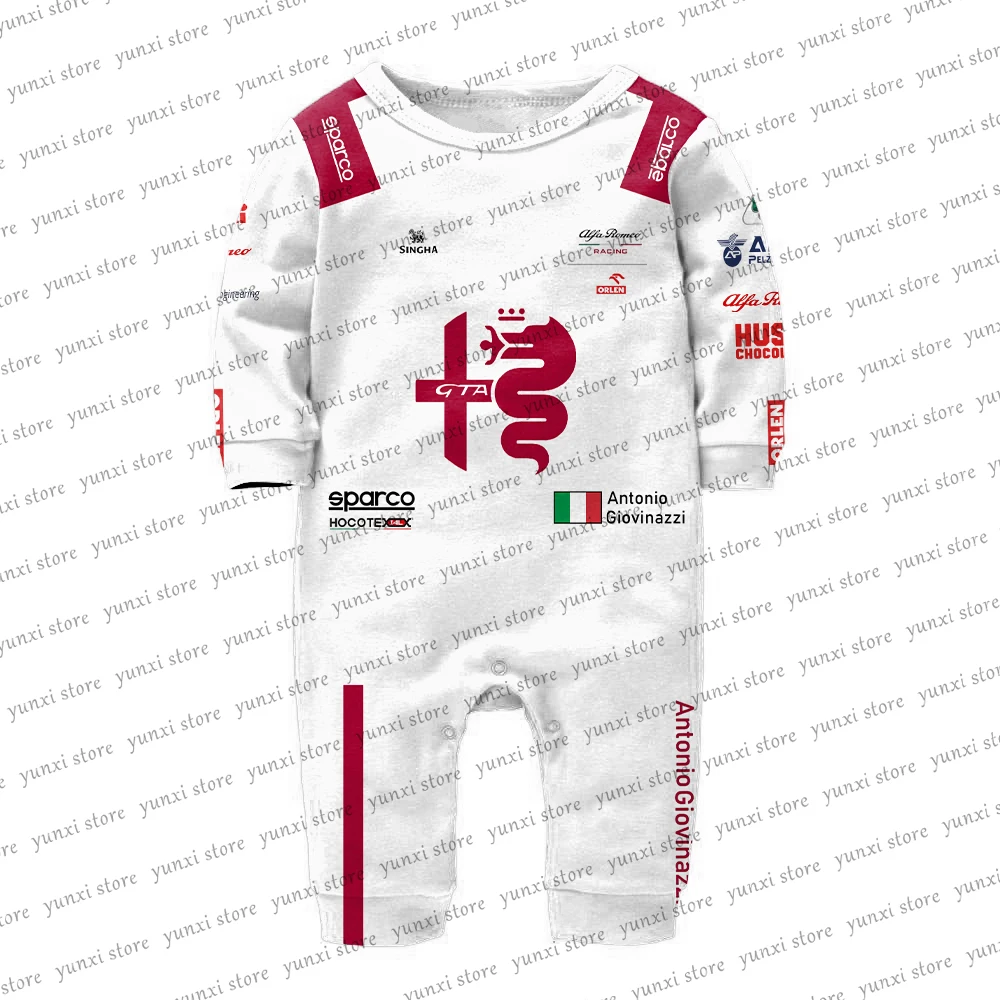 

New Racing Bottas Formula One Extreme Sports Baby Jumpsuit for Boys and Girls Outdoor Breathable Crawlwear F1 Alfa Romeo Team