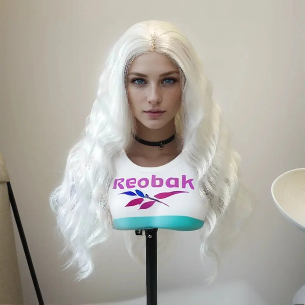 WIF White Wave Synthetic Hair Women Cosplay White Body Wave Heat Resistant Lace Front Wigs Natural Hairline Women Makeup Hair synthetic wig