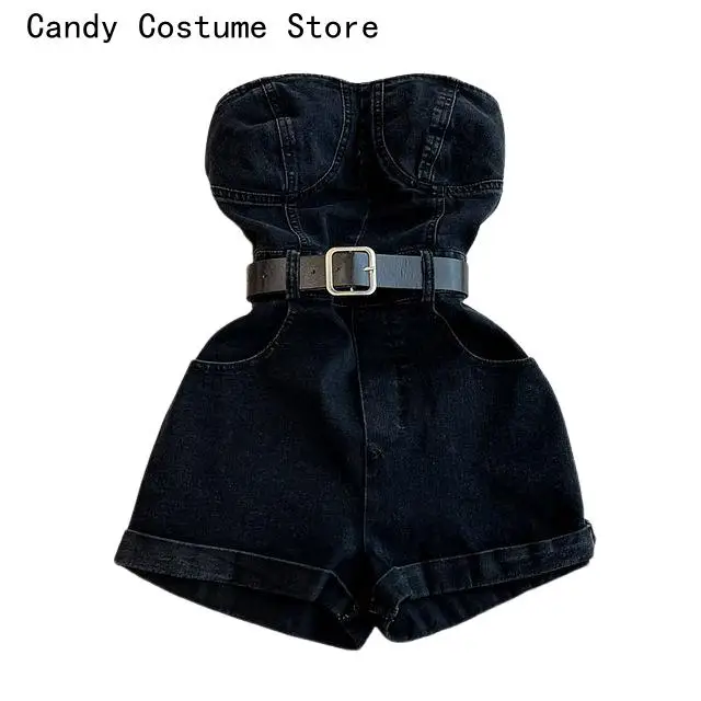 Womens Jumpsuits Wide Leg Casual Denim Overalls Summer Rompers Women Jeans Jumpsuit Off Shoulder Loose Casual Denim Rompers