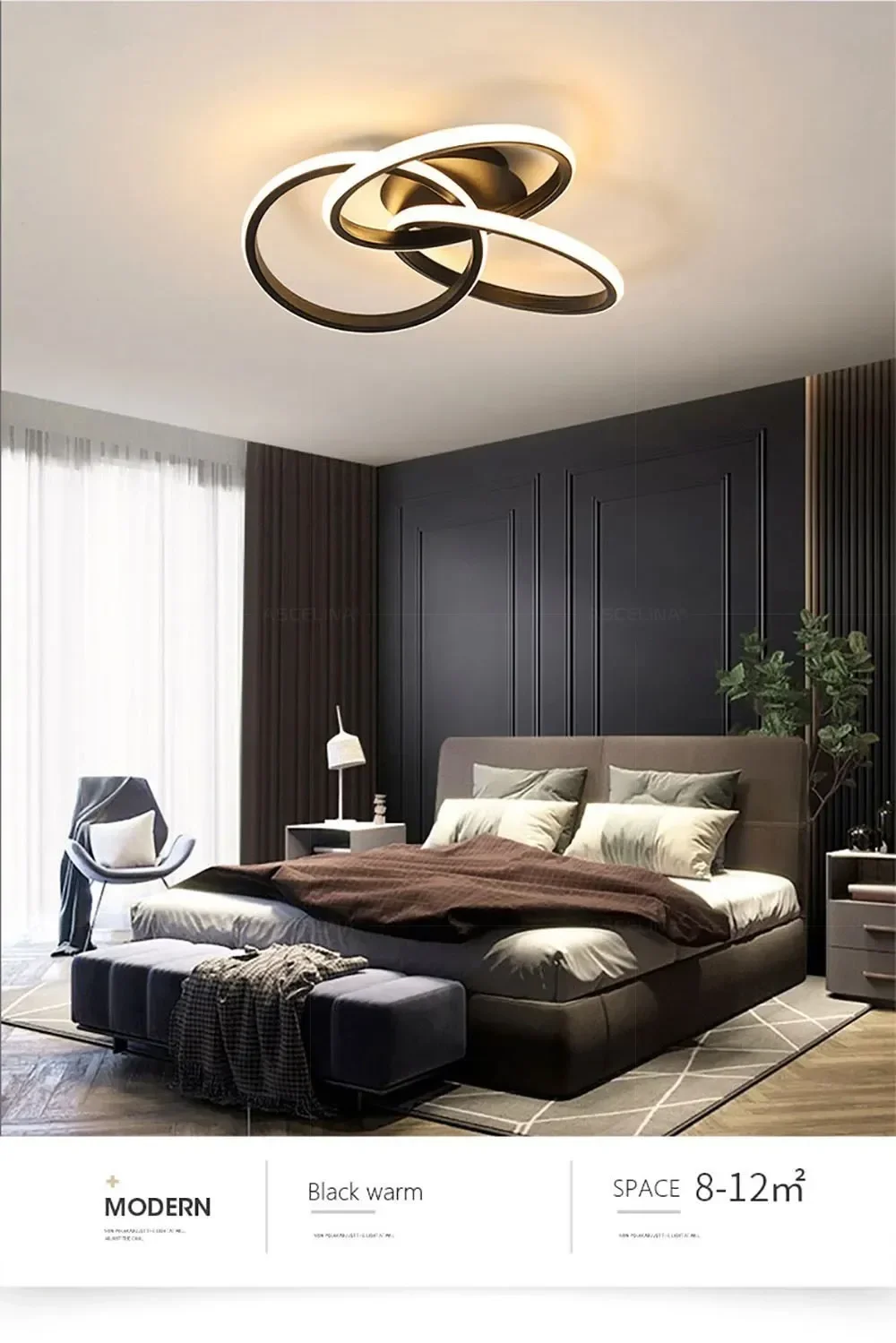 Description Picture 6 of itemModern LED Ceiling Light Indoor Lighting Black Gold Shamrock Lamps Bedroom Living Room Corridor Home Decoration Fixtures Lustre