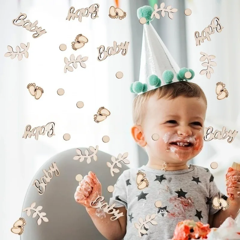 100개 나무 글자 하트 모양 베이비 샤워 장식, 생일 파티 배경 장식, 사랑스러운 방 장식