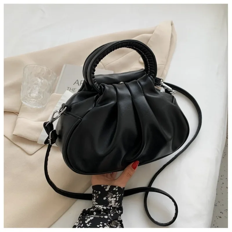 Korean minority designer fashion casual one shoulder underarm bag drawstring lace-up large capacity handbag female luxury Bolsas