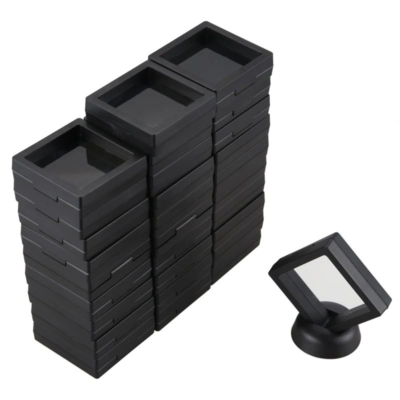 

Демонстрационная коробка для монет-набор из 30 3D плавающих рамок, демонстрационный держатель с подставками для монет, медальоны АА, ювелирные изделия, черный цвет