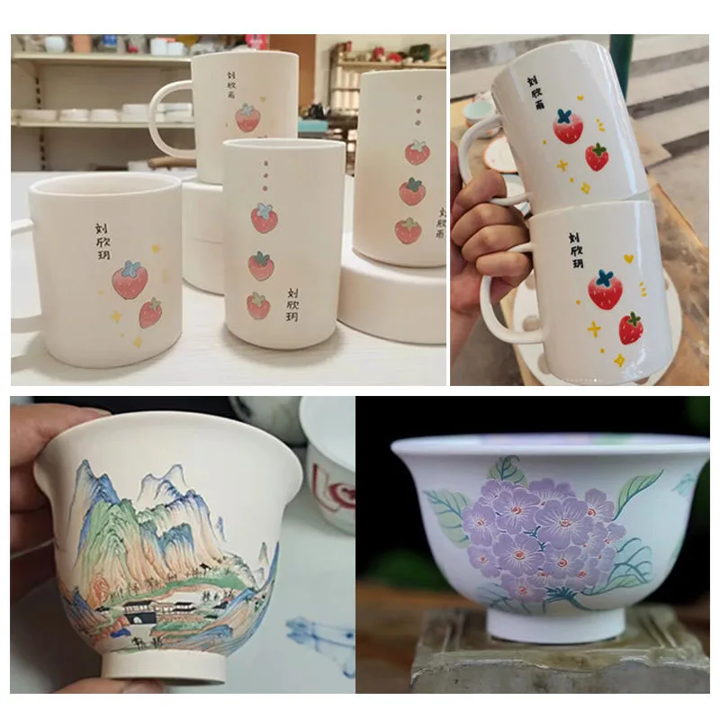 Ceramic Plain Cup Ceramic Mug Pottery Bar Teaching Manual DIY Material Color Painting Semi-finished Water Cup ZD836