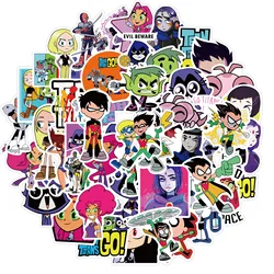 Teen Titans Go! Graffiti Sticker Pack - Waterproof Decals for Skateboards, Laptops, and More (50 Pieces) (50pcs)