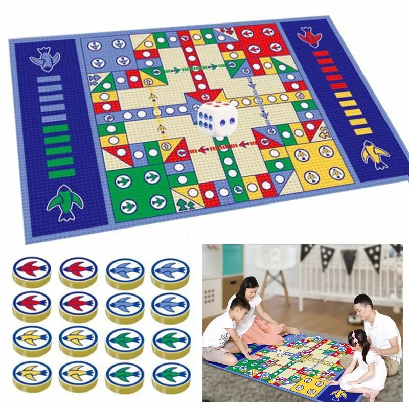 Foldable Flying Chess Crawling Mat Kids Carpet Portable Board Game Camping Travel Game Set Parent-child Flying Chess Rug
