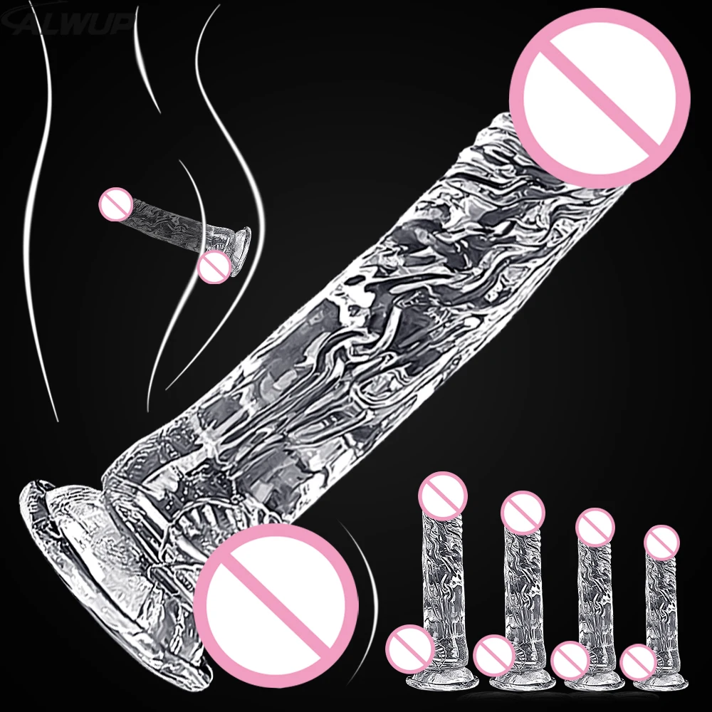 Transparent Realistic Penis Dildo Soft Crystal Jelly Dildos Strong Suction Cup Fake Dick Penis Anal Butt Plug Sex Toys for Women sex toys