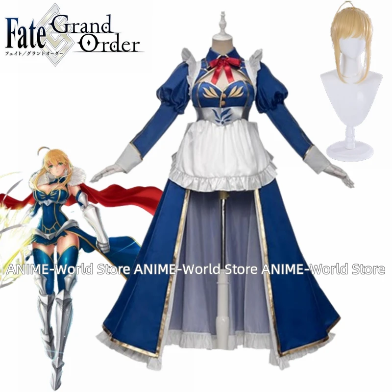 Mini Formato Personalizzato "Anime Fate Grand Order Arturia Pendragon Lancer Blue Dress Costume Cosplay
