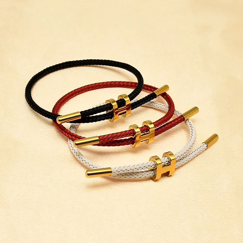 Stainless Steel Braided H Buckle Bracelet for Women 18k Gold Plated Couple Holiday Gift Bracelet Party Daily Jewelry