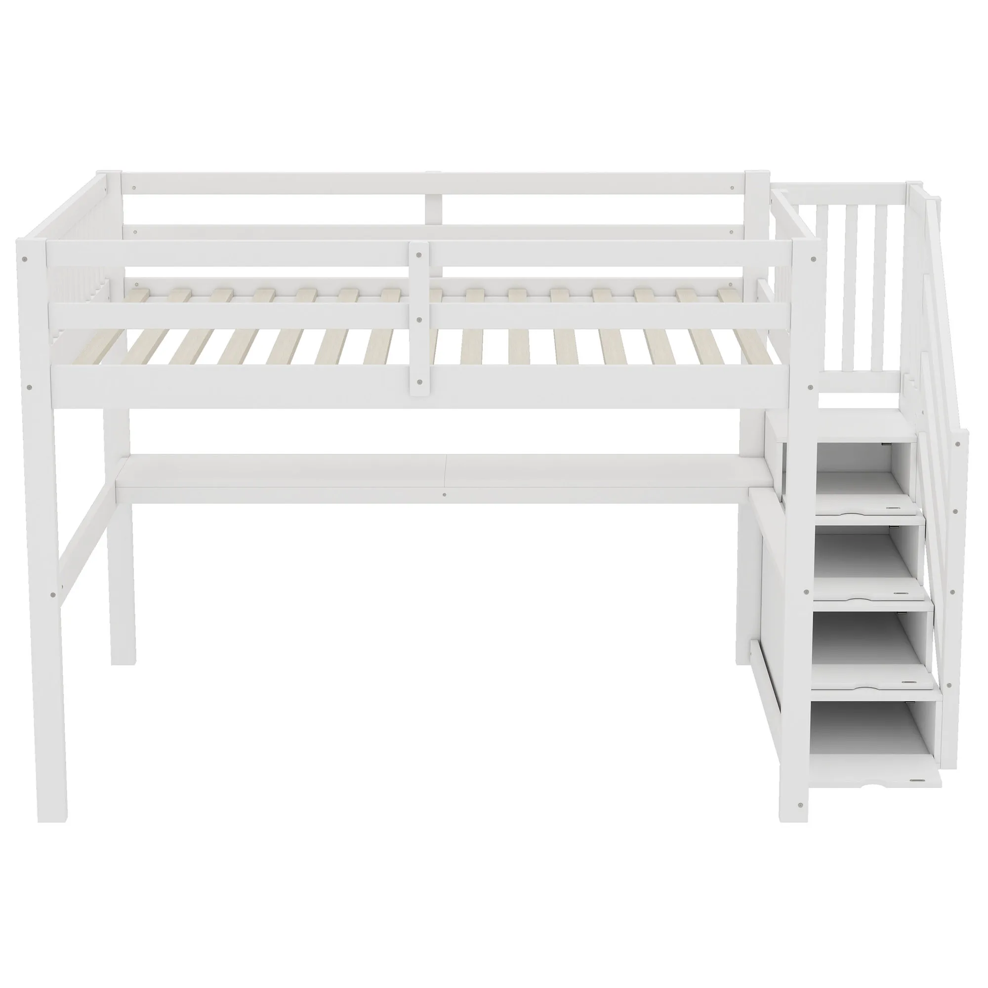 Hochbett, 140x200, Kinderhochbett, mit Aufbewahrungsschubladen und Schreibtisch unter dem Bett, weiß – Detail 11